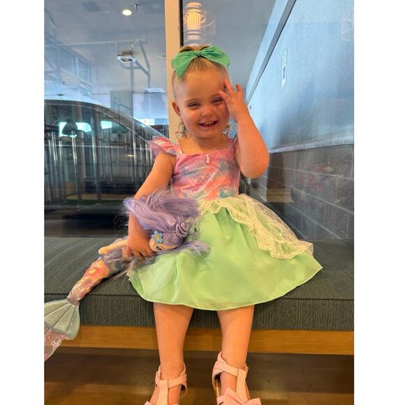 Oh Shana Handmade Mermaid Princess Dress 2T Sparkle Tulle Bow Built-In Petticoat - Picture 15 of 16